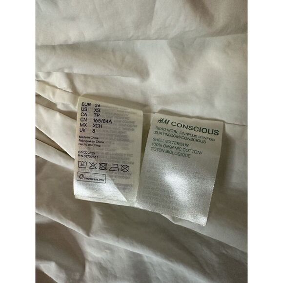 H&M-Conscious-Exclusive- Balloon Sleeves Peplum top off-white sz XS - Picture 10 of 11